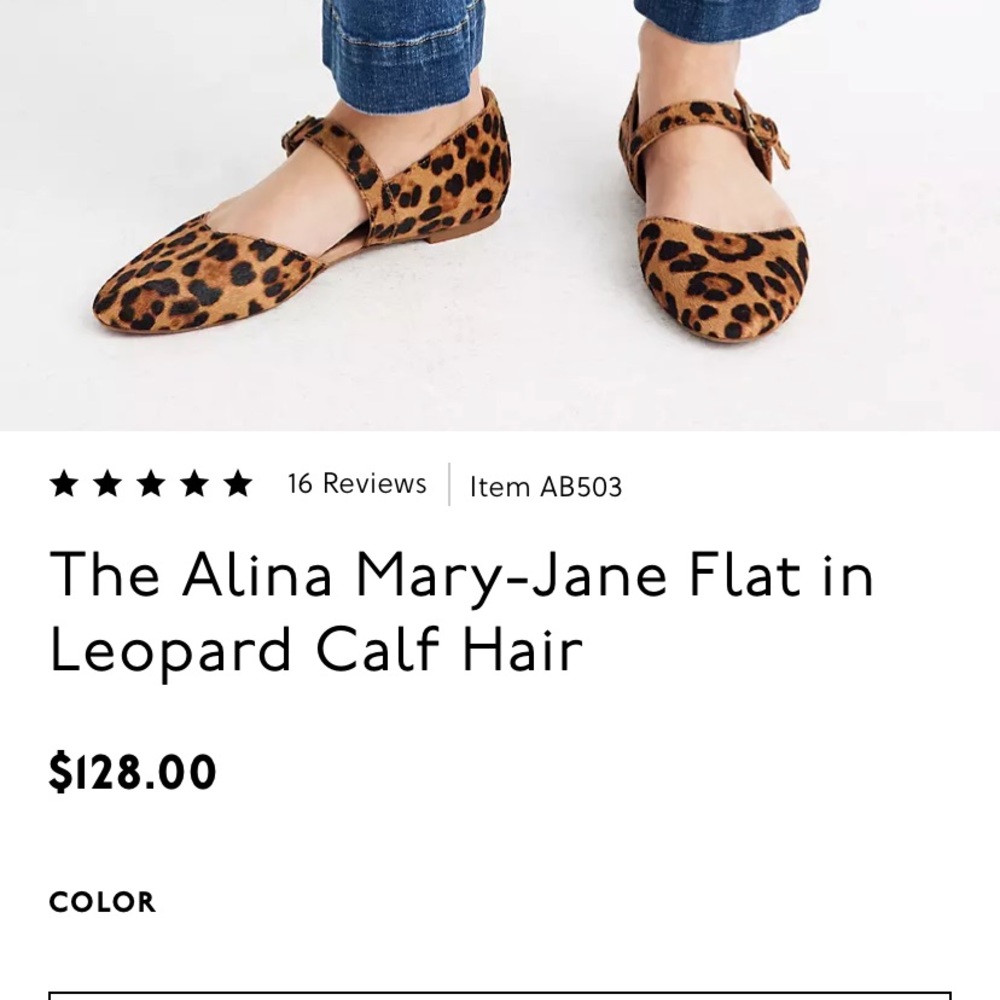 Madewell Buckle Flats in Leopard Calf Hair - NWT